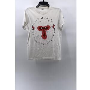 ROLY Men's White Bamboo Head Graphic Crewneck Short Sleeve Casual T-Shirt SZ M